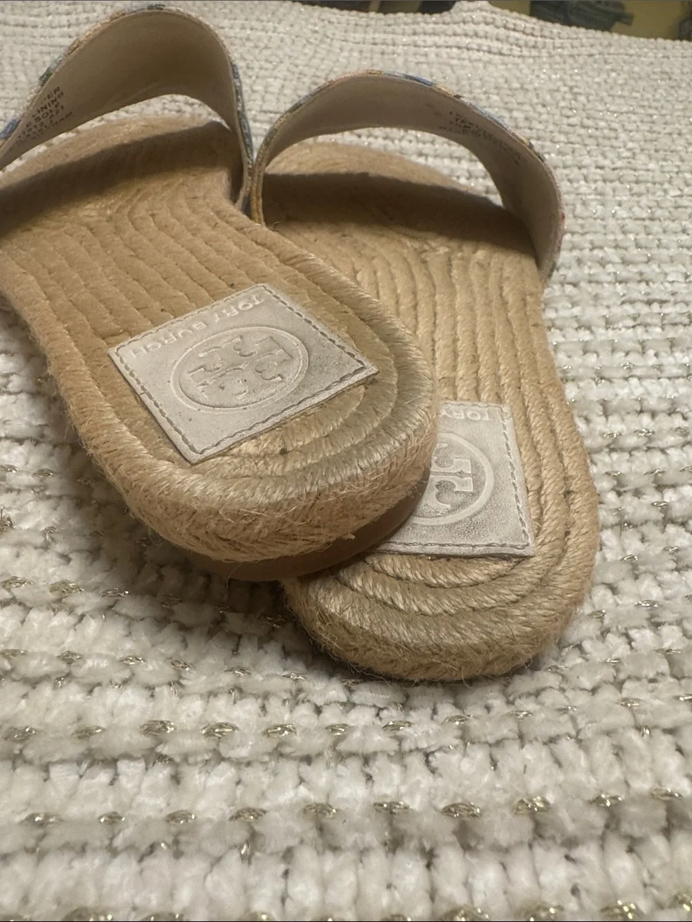 Tory Burch Multistripe Canvas Espadrille Slide Sandals